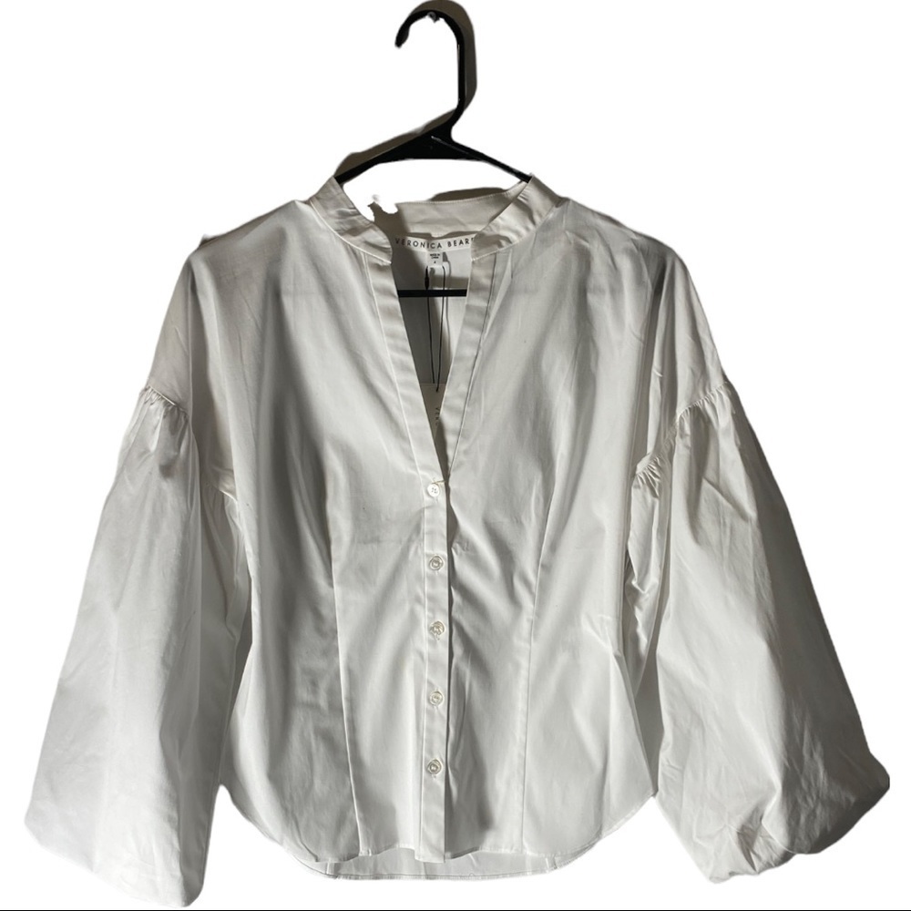 NWT VERONICA BEARD Aileen Puff Sleeve Poplin Blouse - Picture 6 of 7